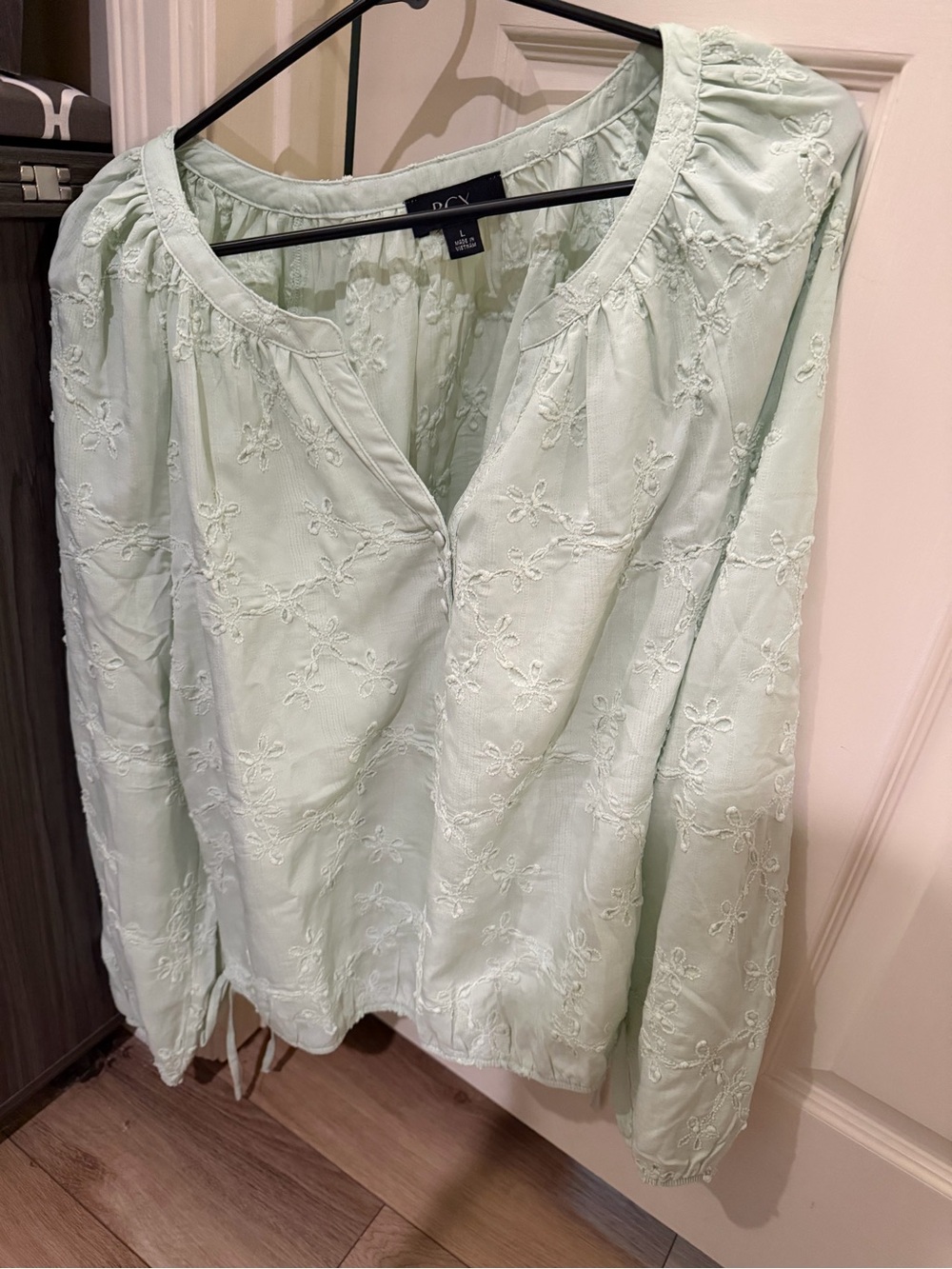 Roxy Light Mint Embroidered Peasant Tunic